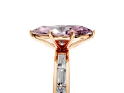 Solitaire Engagement Ring Setting for Fancy Pink Marquise Center with Channel Baguette Band and Prong Head in Rose Gold