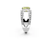 Solitaire Engagement Ring Setting for Fancy Yellow Radiant Cut Center with Wide-Open Split Shank and Prong Head in Sterling Silver