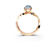 Solitaire Engagement Ring Setting for Fancy Blue Marquise Center with Pave and Plain Crossover Band and Prong Head in Rose Gold