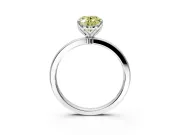 Solitaire Engagement Ring Setting for Fancy Yellow Oval Center with Thin Rounded Plain Band and Prong Head in Platinum