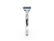 3 Stone Engagement Ring Setting for Fancy Blue Emerald Cut Center with Tapered Baguettes, Plain Band and Prong Head in Platinum