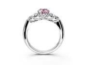 Cluster Engagement Ring Setting for Fancy Pink Oval Center with Round Cut Accent Frame and Prong Head in Platinum