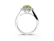 Halo Engagement Ring Setting for Fancy Yellow Round Cut Center with Raised Halo, Pave Band and Prong Head in Platinum