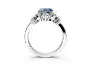 Floral Engagement Ring Setting for Fancy Blue Heart-Shaped Center with Marquise Cluster Shoulders and Prong Head in White Gold