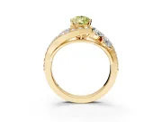 Halo Engagement Ring Setting for Fancy Yellow Pear-Shaped Center with Marquise and Pave Bypass Band and Prong Head in Yellow Gold