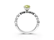 Solitaire Engagement Ring Setting for Fancy Yellow Pear-Shaped Center with Beaded Bezel Station Band and Prong Head in White Gold