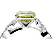 Floral Engagement Ring Setting for Fancy Yellow Asscher Cut Center with Trailing Marquise Accents and Prong Head in Platinum