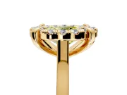 Single Halo Engagement Ring Setting for Fancy Yellow Oval Center with Corner Claws, Plain Band and Prong Head in Yellow Gold