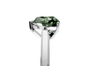 Solitaire Engagement Ring Setting for Fancy Green Heart-Shaped Center with Flat-Sided Plain Band and Prong Head in Sterling Silver