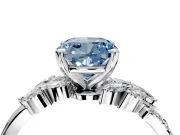 Solitaire Engagement Ring Setting for Fancy Blue Cushion Cut Center with Marquise Accent Twist Band and Prong Head in Platinum