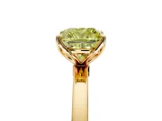 Solitaire Engagement Ring Setting for Fancy Yellow Cushion Cut Center with Thin Rounded Plain Band and Prong Head in Yellow Gold