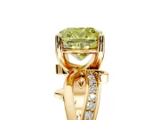 Solitaire Engagement Ring Setting for Fancy Yellow Cushion Cut Center with Pave and Plain Crossover Band and Prong Head in Yellow Gold