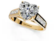 Solitaire Engagement Ring Setting for Heart-Shaped Center with Cathedral Channel Band and Prong Head in Yellow Gold