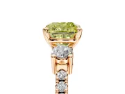 3 Stone Engagement Ring Setting for Fancy Yellow Cushion Cut Center with Round Cut Side Accents and Prong Head in Rose Gold