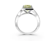 Halo Engagement Ring Setting for Fancy Yellow Princess Cut Center with Pave Split Shank and Prong Head in Platinum