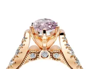 Solitaire Engagement Ring Setting for Fancy Pink Marquise Center with Pave Cathedral Shoulders and Prong Head in Rose Gold
