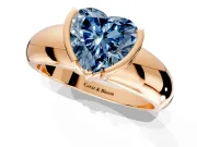 Tension Engagement Ring Setting for Fancy Blue Heart-Shaped Center with Wide Flat Band and Tension Head in Rose Gold