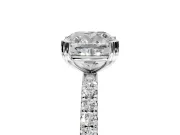 Solitaire Engagement Ring Setting for Cushion Cut Center with Pave Band and Claw Prong Head in Sterling Silver