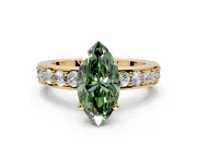 Solitaire Engagement Ring Setting for Fancy Green Marquise Center with Channel-Set Accents and Prong Head in Yellow Gold