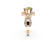 Halo Engagement Ring Setting for Fancy Yellow Oval Center with Pave Infinity Twist Band and Prong Head in Rose Gold