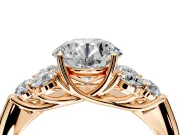 Cluster Engagement Ring Setting for Round Cut Center with Round Cut Accent Frame and Prong Head in Rose Gold