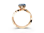 Solitaire Engagement Ring Setting for Fancy Blue Heart-Shaped Center with Pave and Plain Crossover Band and Prong Head in Rose Gold