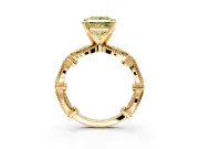Solitaire Engagement Ring Setting for Fancy Yellow Princess Cut Center with Marquise Panel Band and Prong Head in Yellow Gold