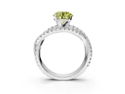 Solitaire Engagement Ring Setting for Fancy Yellow Round Cut Center with Woven 3-Strand Pave Band and Prong Head in Platinum