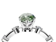 Solitaire Engagement Ring Setting for Fancy Green Marquise Center with Bezel Station Band and Prong Head in White Gold