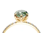 Solitaire Engagement Ring Setting for Fancy Green Marquise Center with Pave Accents and Prong Head in Yellow Gold
