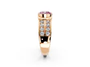 Bezel Engagement Ring Setting for Fancy Pink Cushion Cut Center with Wide Channel-Set Band and Bezel Head in Rose Gold