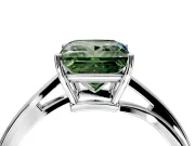 Solitaire Engagement Ring Setting for Fancy Green Princess Cut Center with Plain Bypass Twist Band and Prong Head in Platinum