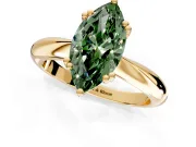 Solitaire Engagement Ring Setting for Fancy Green Marquise Center with Reverse Tapered Band and Prong Head in Yellow Gold