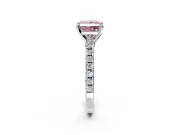 Solitaire Engagement Ring Setting for Fancy Pink Princess Cut Center with Single Row Accent Band and Prong Head in Platinum