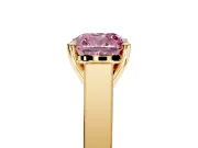 Solitaire Engagement Ring Setting for Fancy Pink Cushion Cut Center with Tapered Split Shoulders and Prong Head in Yellow Gold