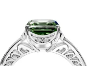Floral Engagement Ring Setting for Fancy Green Asscher Cut Center with Four Accent Clusters and Prong Head in Platinum