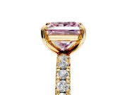 Solitaire Engagement Ring Setting for Fancy Pink Princess Cut Center with Shared-Prong Accents and Prong Head in Yellow Gold
