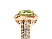 Milgrain Halo Engagement Ring Setting for Fancy Yellow Asscher Cut Center with Pave Band and Prong Head in Rose Gold