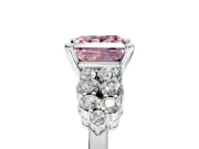 Cluster Engagement Ring Setting for Fancy Pink Princess Cut Center with 2-Row Shoulder Clusters and Prong Head in White Gold