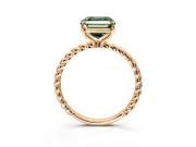 Solitaire Engagement Ring Setting for Fancy Green Asscher Cut Center with Plain Twisted Rope Band and Prong Head in Rose Gold