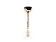 Solitaire Engagement Ring Setting for Fancy Black Round Cut Center with Pave Accents and Prong Head in Rose Gold