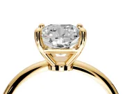 Minimalist Solitaire Engagement Ring Setting for Cushion Cut Center with Thin Band and Prong Head in Yellow Gold