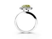 Halo Engagement Ring Setting for Fancy Yellow Heart-Shaped Center with Thin Plain Band and Prong Head in Platinum