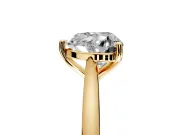 Solitaire Engagement Ring Setting for Heart-Shaped Center with Narrow Cathedral Band and Prong Head in Yellow Gold