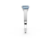Solitaire Engagement Ring Setting for Fancy Blue Asscher Cut Center with Tapered Split Shoulders and Prong Head in Platinum