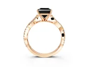 Solitaire Engagement Ring Setting for Fancy Black Princess Cut Center with Twisted Pave Split Shank and Prong Head in Rose Gold