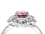 Floral Halo Engagement Ring Setting for Fancy Pink Radiant Cut Center with Pave Accents and Prong Head in White Gold