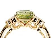 Cluster Engagement Ring Setting for Fancy Yellow Princess Cut Center with Bezel Accent Clusters and Prong Head in Yellow Gold