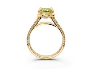 Solitaire Engagement Ring Setting for Fancy Yellow Radiant Cut Center with Accented Split Shank and Prong Head in Yellow Gold