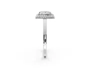 Halo Engagement Ring Setting for Princess Cut Center with Plain Tapered Band and Prong Head in Sterling Silver